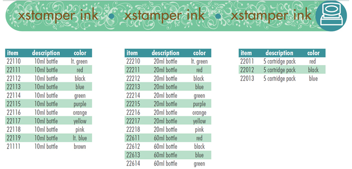 Find Xstamper oil-based refill inks for the N Series product line. Order your business products and custom stamps today at the EZ Custom Stamps store.